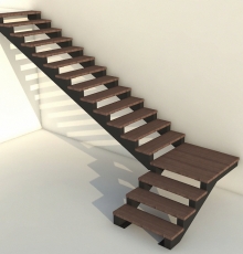 Современная Г-образная с поворотом 90 через площадку