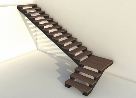 Современная Г-образная с поворотом 90 через площадку