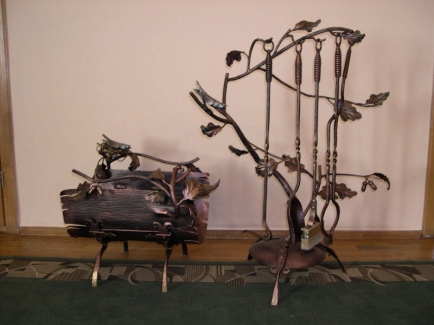 Дровница и каминный набор №1