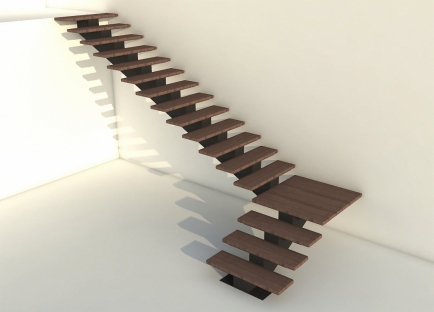 С центральным касауром Г-образная поворот 90 с площадкой